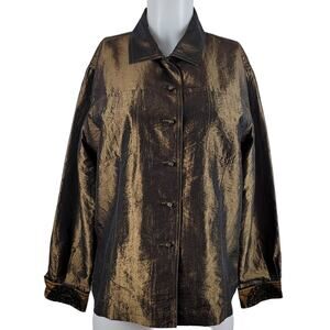 Chico's Design Lightweight Button Down Blouse/Jacket Shaket Size 2/M